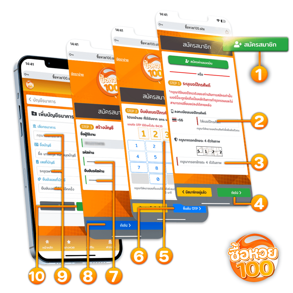 ขั้นตอนการสมัครสมาชิก ที่ซื้อหวย100-ซื้อหวย100-suehuay100.net